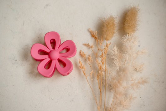 Hair Claw - Hot Pink Hollow Flower