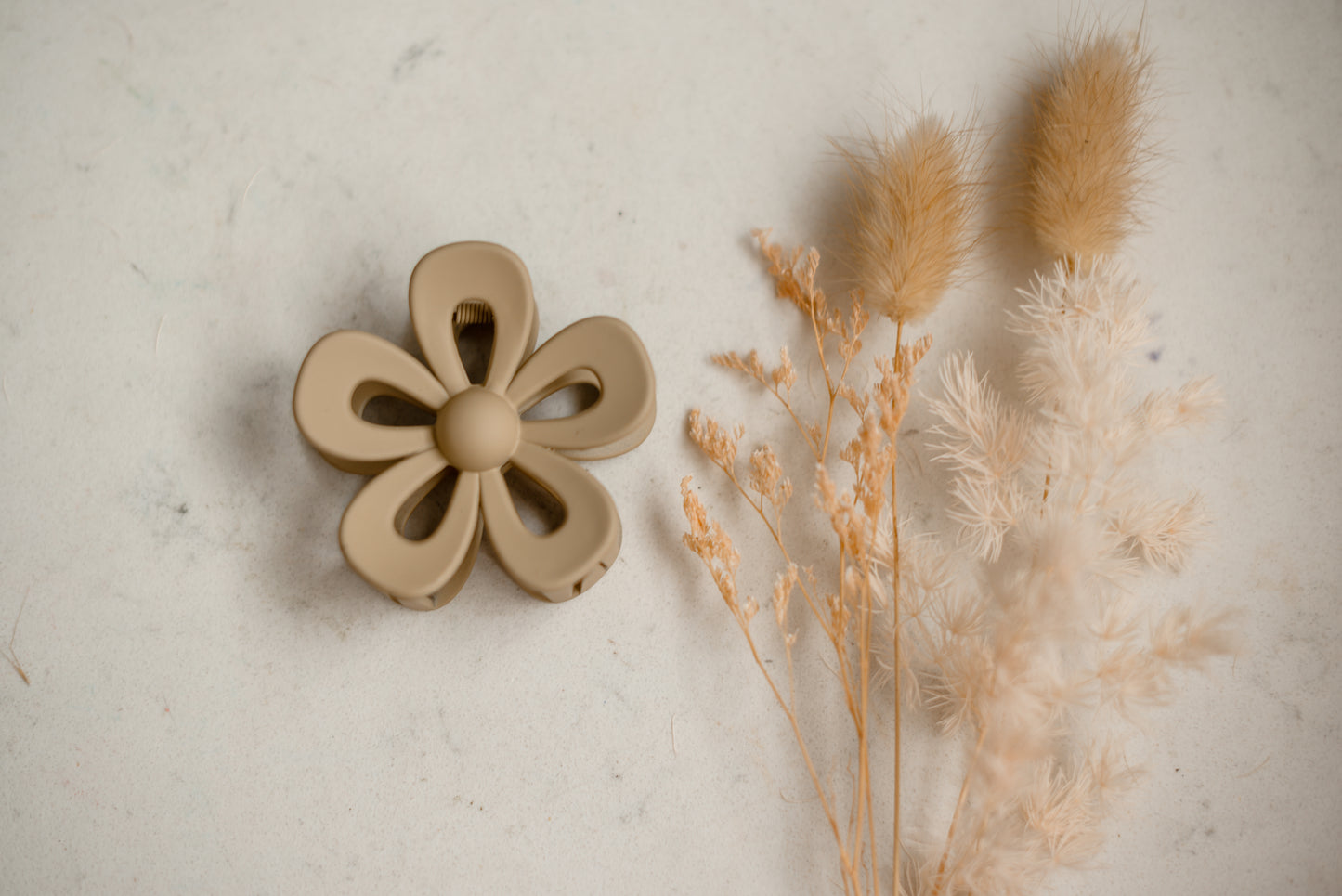 Hair Claw - Light Brown Flower
