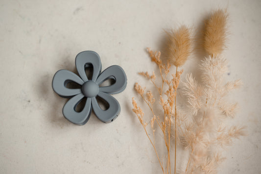 Hair Claw - Grey Flower