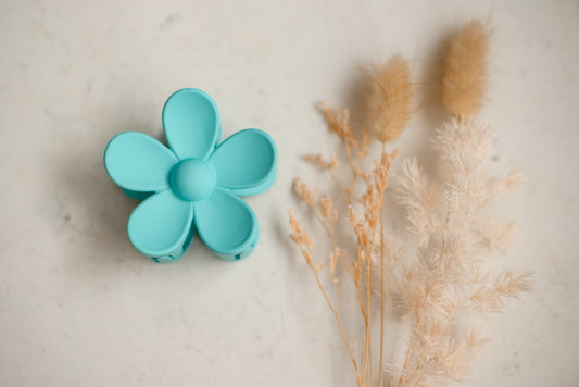 Hair Claw - Large - Turquoise Flower