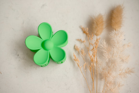 Hair Claw - Large - Green Flower