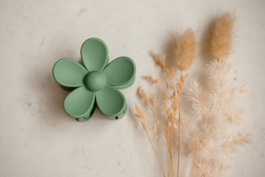 Hair Claw - Sage Green Flower