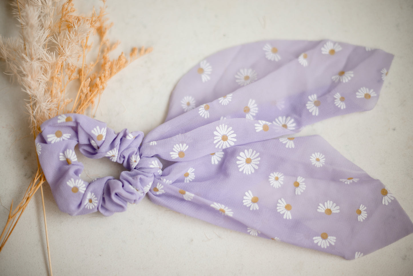 Scrunchie Scarf - Purple Sunflowers