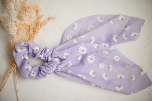 Scrunchie Scarf - Purple Sunflowers