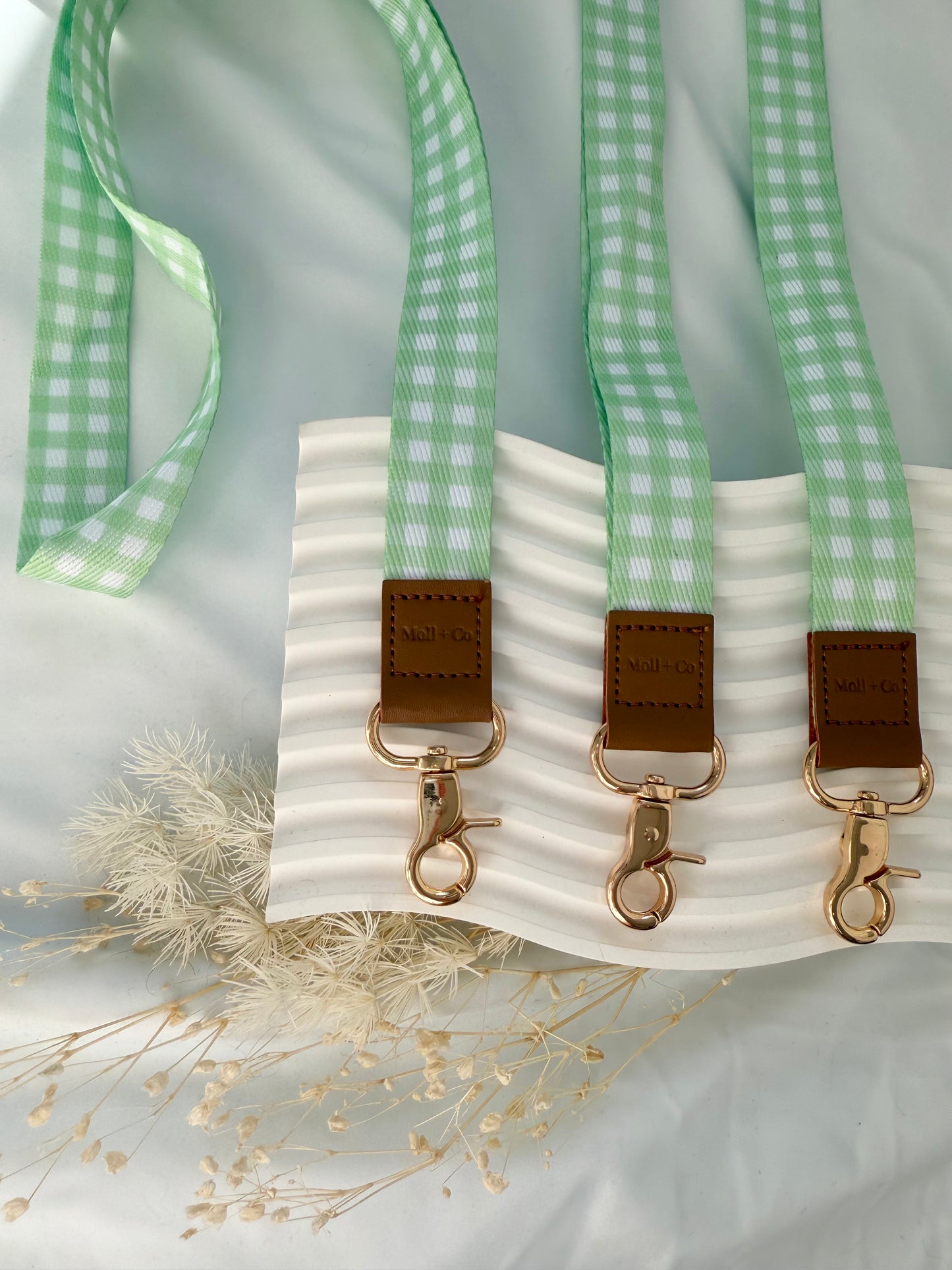Fabric Lanyard - Green Gingham