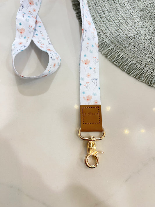 Fabric Lanyard - White Bloom