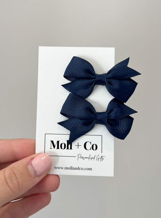 Clips - Navy Bows