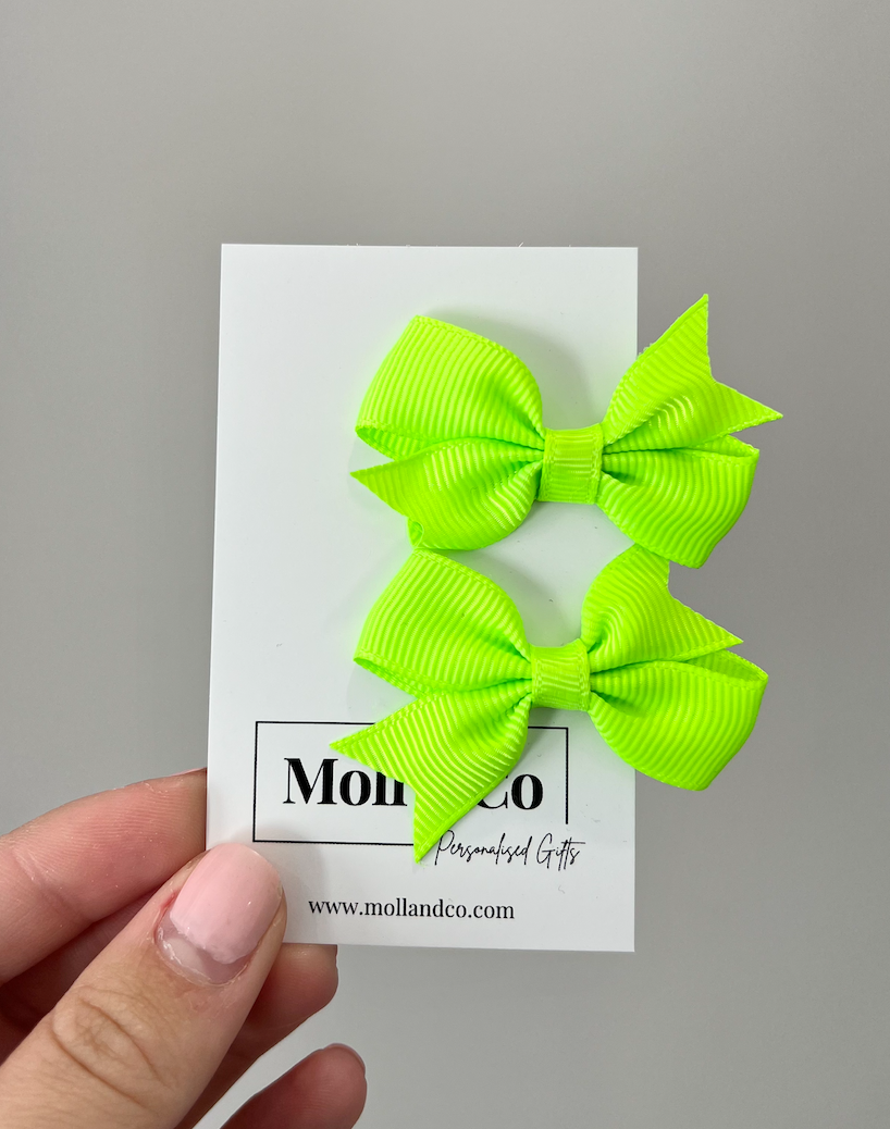 Clips - Fluro Green Bows