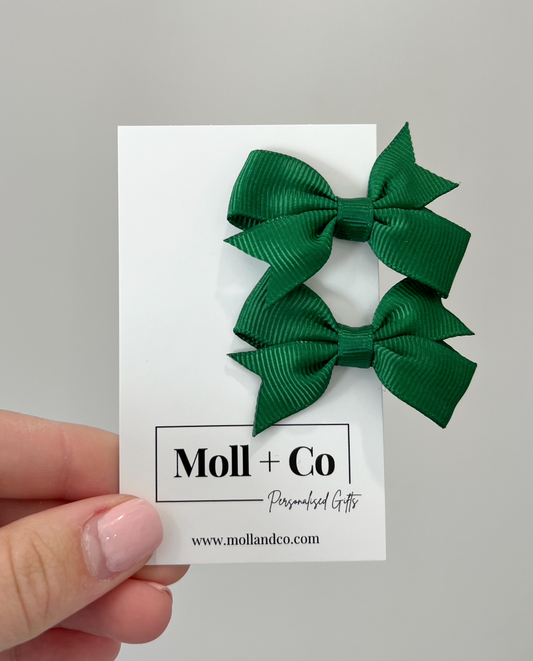 Clips - Forest Green Bows