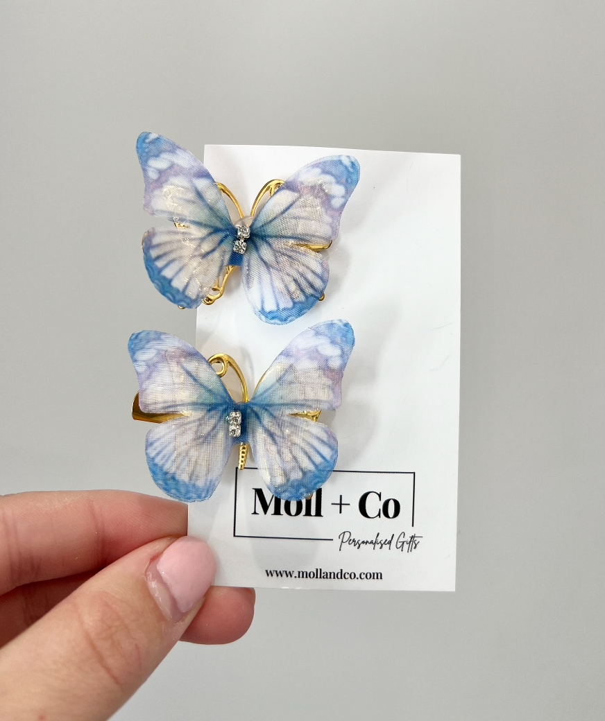 Butterfly Clips - Blue