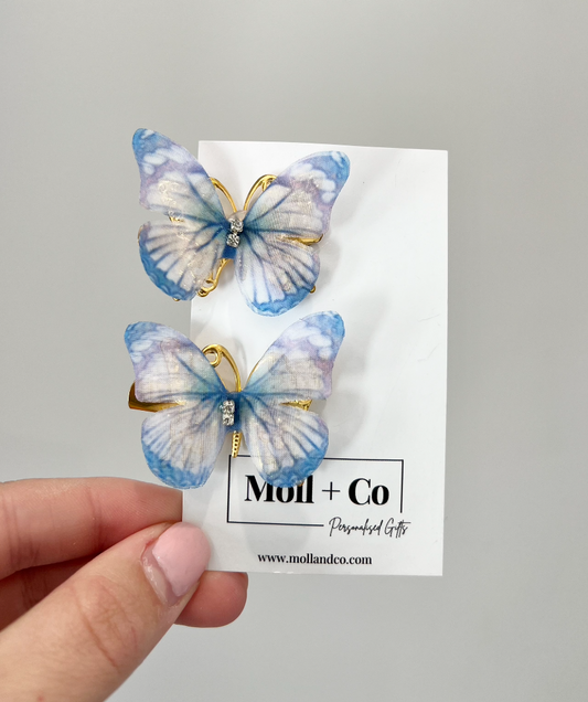 Butterfly Clips - Blue