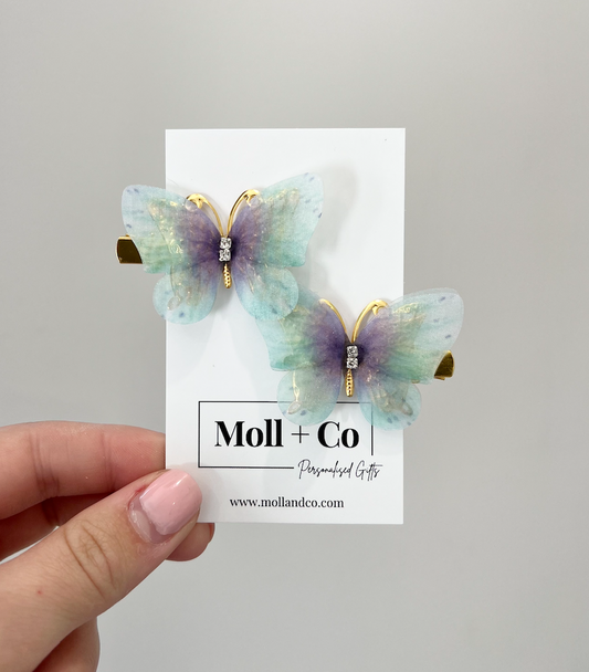 Butterfly Clips - Purple/Aqua