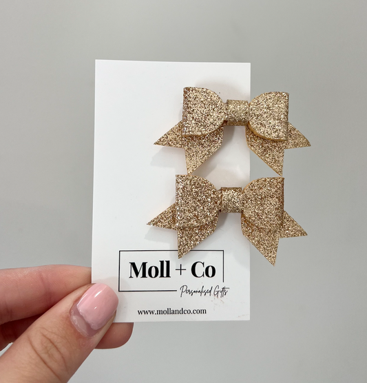 Clips - Gold Sparkle Bows