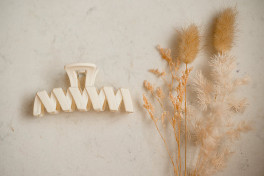 Hair Claw - Cream Zigzag