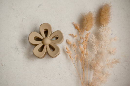Hair Claw - Light Brown Flower