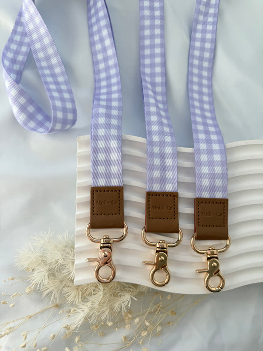 Fabric Lanyard - Purple Gingham