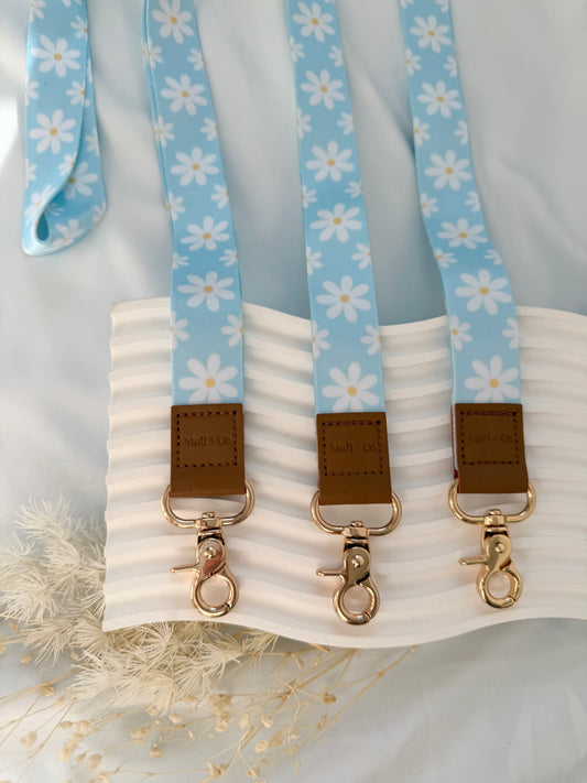 Fabric Lanyard - Blue Daisy