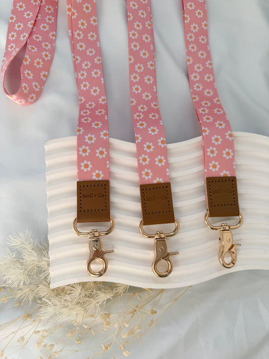 Fabric Lanyard - Peach Daisies