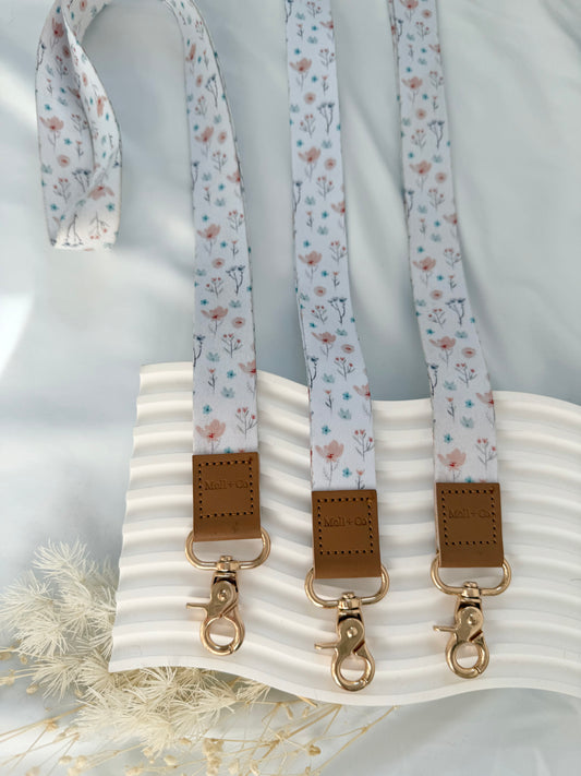 Fabric Lanyard - White Bloom