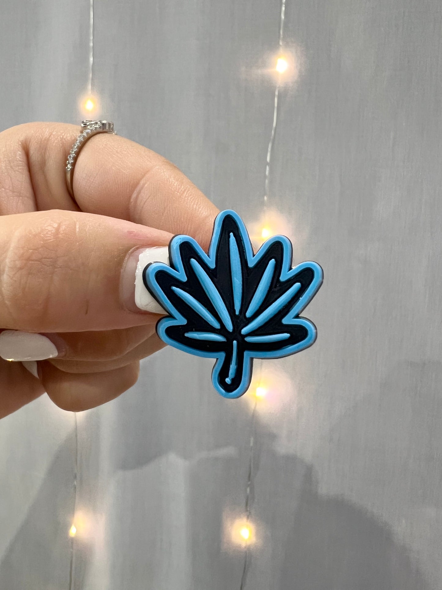 Croc Charm - Blue Leaf