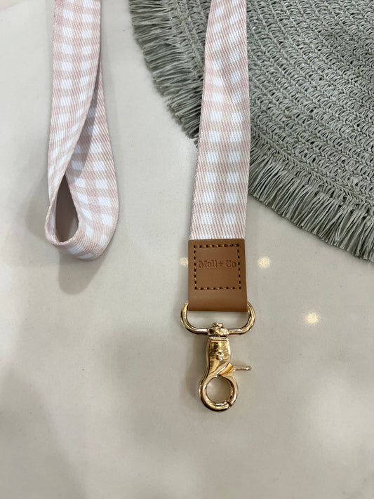 Fabric Lanyard - Beige Gingham