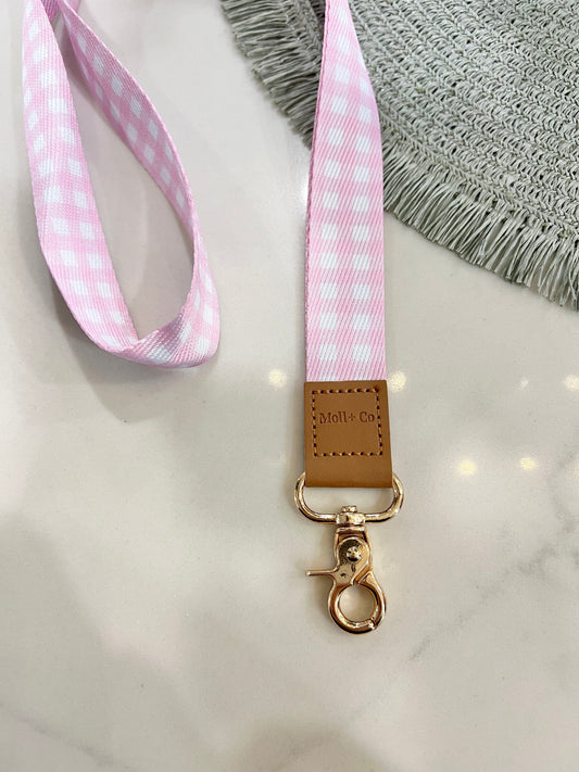 Fabric Lanyard - Pink Gingham