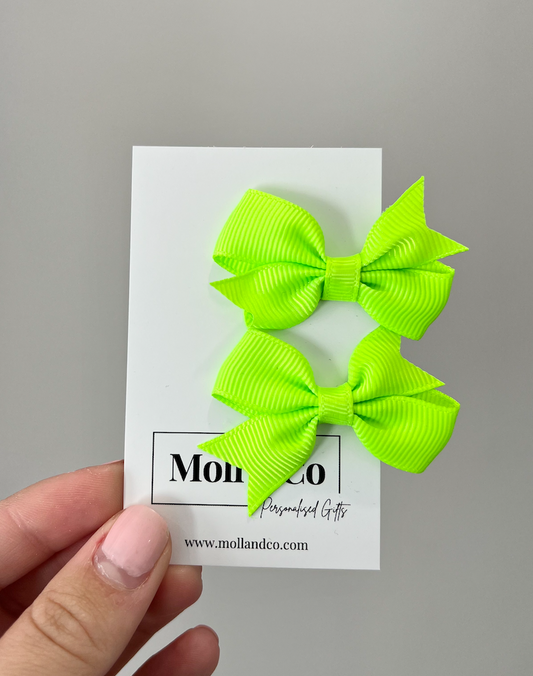 Clips - Fluro Green Bows